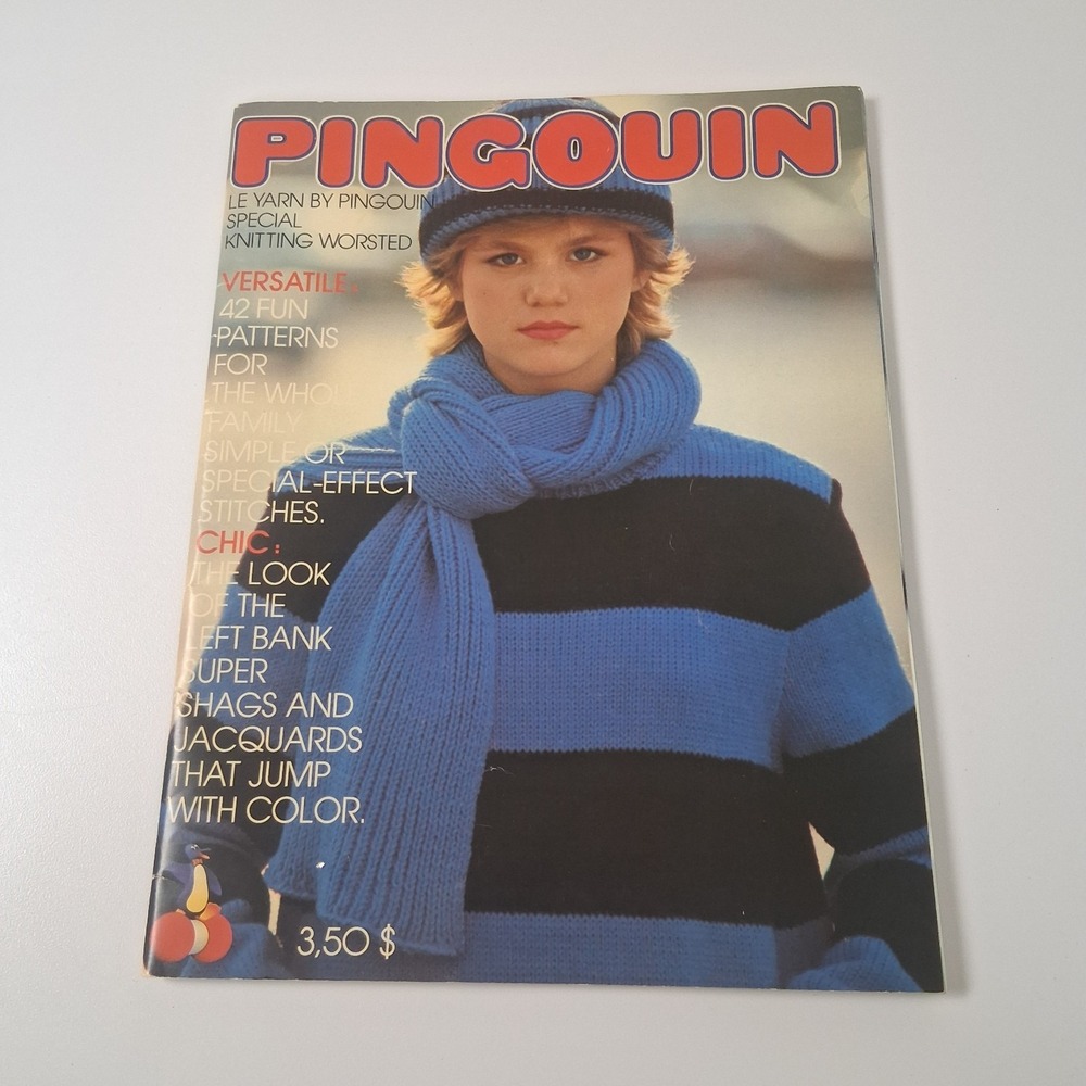 Vintage 1970s Pingouin Knitting Pattern Book Kids Jacquard Sweater Retro